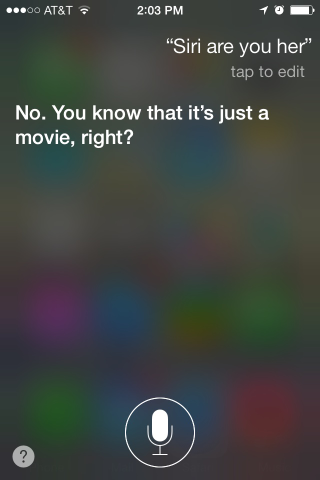 Illustration for article titled Siri Is Not Down with the Movie Her